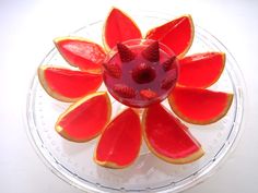 a glass plate with some fruit in it