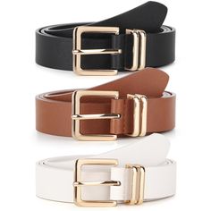 PRICES MAY VARY. 1. Versatile and stylish -- UnFader 3 pack of women belts is designed to complement any outfit, whether you're dressing up for a night out or keeping it casual for everyday wear. These pu leather belts are perfect for jeans and come in classic black, brown, white, leopard and beige colors, ensuring a versatile and fashionable look. 2. Premium quality -- Crafted with high-quality faux leather and gold alloy buckle, our leather belts not only provide a stylish accessory but also o Leopard Belt, 3 Women, Branded Belts, Faux Leather Belts, White Leopard, Gold Alloys, Leather Belts, Leather Care, Gold Fashion