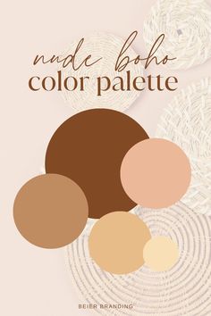 the color palette is shown in shades of brown, beige and pink