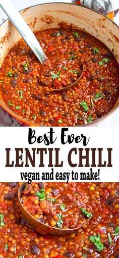 the best ever lentil chili is made with fresh vegetables and easy to make