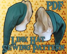 an image of a mannequin's head wearing a green hat with the words link hat sewing pattern on it