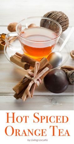 hot spiced orange tea in a glass cup