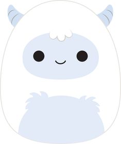 a white monster with horns and eyes