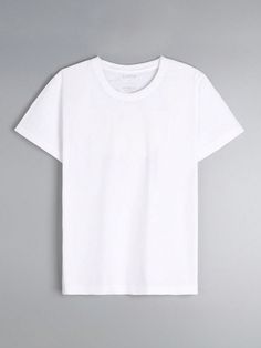 Blanco Casual Collar manga corta Tela Liso  Embellished Elástico Ligero Verano Perfect White Tee Shirt, Plain Tee Shirts, T Shirt Branca, Plain White Shirt, Plain White T Shirt, Basic White Tee, Perfect White Tee, Plain White Tee, White Tee Shirts