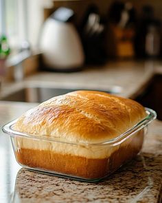 a loaf of bread sitting on top of a counter