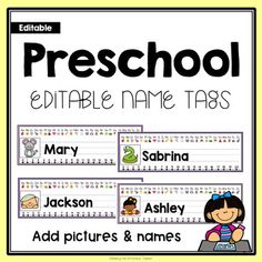 the editable name tags for preschool and homeschool students to use in their writing