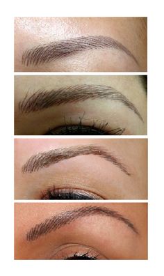 Feather Touch eyebrow tattoos. Feathered Tattoo, Eyebrow Tattoo Ideas, Feather Touch Eyebrows, Tattoo Brows, Eyebrow Feathering, Tattoo Eyebrows, Eyebrows Goals, Eyebrow Tattoos