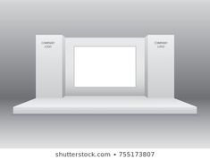 an empty white shelf on a gray background with space for your own text or image