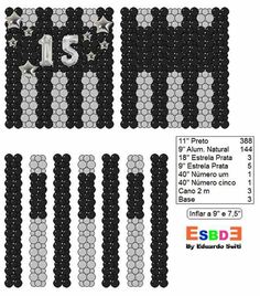 an image of the number 1 and 5 in pixel art with black and white hexagonal