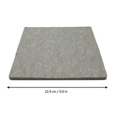 a gray felt mat is shown with measurements