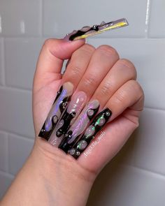 Big Nails, Nails Board, Mermaid Vibes, Goth Nails, Grunge Nails, Long Acrylic Nails Coffin, Acrylic Nails Coffin Pink, Unique Acrylic Nails