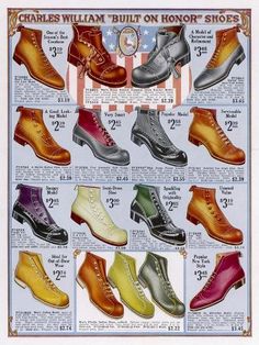 size: 12x9in Art Print: Footwear Catalog : Fine Art 1920s Mens Shoes, 1920s Shoes, Shoe Art, Vintage Labels, Personal Marketing, Novelty Gifts, Cowboy Boots, Dress Shoes Men, Giclee Print