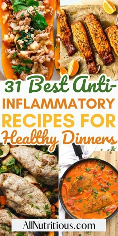 Nourish your body and reduce inflammation on a healthy meal plan! Explore a variety of easy dinner recipes designed to support your anti inflammatory diet and promote overall well-being. These anti-inflammatory recipes are so easy and make for delicious easy flavorful dinners for family. Low Inflammation Recipes Easy, Meals To Reduce Inflammation, Antiflammatory Foods Healthy Eating, Anti Inflamitory Meal Plans, Anti Inflammation Meals Easy, Inflammation Diet Dinner Recipes, Recipes For Anti Inflammation Diet, Anti Inflammation Gluten Free Recipes, Gluten Free Anti Inflammation Dinner