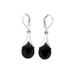 Add A Delightfully Feminine Accent With These Lovely Drop Earrings From The Pangea Mines Stormy Night Collection. Crafted In Fine Sterling Silver With A Gleaming Rhodium Anti-Tarnish Finish And Secure Lever Backs, These Earrings Are Beautifully Adorned With Genuine Black Onyx. Metal: Rhodium Over Sterling Silver Stone Information: Black Onyx- Pear Cut 14.6x 10.2mm Setting Type: Adhesive Measurements: 22.6mm L X 10.2mm W X 5.1mm H Backing: Lever Back Country Of Origin: Thailand Elegant Nickel-free Teardrop Earrings For Formal Occasions, Sterling Silver Black Enamel Drop Earrings, Sterling Silver Drop Earrings With Black Enamel, Black Enamel Sterling Silver Drop Earrings, Classic Sterling Silver Earrings With Black Enamel, Elegant Sterling Silver Earrings With Black Enamel, Elegant Black Enamel Sterling Silver Earrings, Classic Black Enamel Sterling Silver Earrings, Elegant Black Drop Jewelry