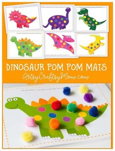 the dinosaur pom pom mats are perfect for toddlers to use in their crafts