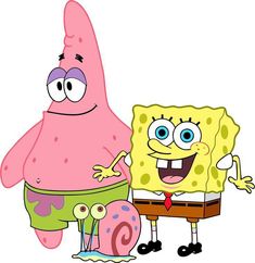 spongebob and his friend patrick from the spongeman movie are standing next to each other