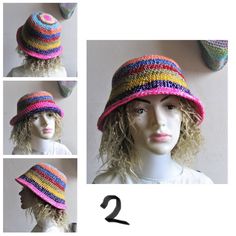 Bucket Hat Crochet fisherman hat OOAK Bucket HatMy backet hat is made of pieces of yarn of different lengths and colors. The effect of such action is a spectacular camouflage pattern. I want to emphasize that it is not one thread of ombre yarn, multicolour. This technique is very demanding, very time-consuming. Enjoy the effect of my work :)OOAK bucket hat are created by combining and mixing yarns.The hat and never the same as another. Bucket hat are created by combining and mixing yarns to make Multicolor Short Brim Cloche Hat For Beach, Adjustable Multicolor Cloche Hat For Beach, Multicolor Knitted Bucket Hat, Adjustable Multicolor Crochet Hat With Short Brim, Adjustable Multicolor Wide Brim Cloche Hat, Festival Knitted Brimmed Hats, Pink Brimmed Crochet Hat For Festival, Casual Multicolor Beanie Mini Hat, Casual Multicolor Mini Beanie Hats