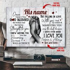 a wooden sign with the words i love you and two hands holding each other