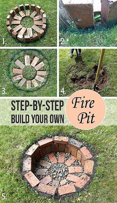 how to build an outdoor fire pit with bricks in the middle and steps on each side