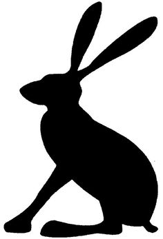 a black silhouette of a rabbit sitting down