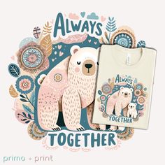 Always Together gift Shirt - Mother Love family Tee - Family Bonding Shirt - Cozy Nature-Inspired Top - Love Unity Shirt by primoprintart on Etsy Cozy Nature, Mother Bear, Always Together, Mother Bears, Mother Love, Family Tees, Family Bonding, Love Family, Family Outing