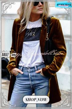 Eye Catching Street Style Velvet Blazer Tshirt With Blazer Outfit, Brown Velvet Blazer Outfit, Outfits With Black Velvet Blazer, Elegant Fall Velvet Blazer, Rocker Chic Style Glam Rock, Velvet Blazer Street Style, Classy Rocker Chic Style, Black Velvet Winter Blazer, Velvet Jacket Outfit