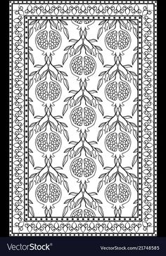 a black and white ornamental design on a square background with an ornament in the center