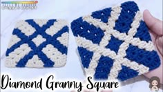 someone is holding up two granny grannys squares with the words diamond granny's square