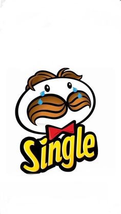 a cartoon character with the word single on it's chest and mustaches in his mouth