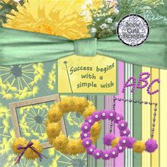 a card with flowers and wreaths on it