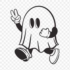 a cartoon ghost with his hands in the air