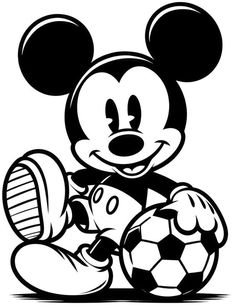 mickey mouse playing with a soccer ball