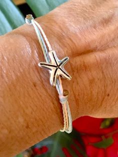 Silver Starfish bracelet or anklet waterproof adjustable cord. Holiday Sale -  READY FOR GIFTING - Fast Free U.S. Shipping! 💝 Great gift for 2 beach girls and ocean lovers of any age! Comfortable for everyday wear. Easily adjustable and removable. 2 color options or choose your own!  Get a great deal on 2!  Makes a sweet and original gift for any special occasion. Birthday, Vacation, Best friend gift! Perfect stocking stuffer for Christmas, gift for sisters, cousins, hers and hers, mother daugh Adjustable Starfish Charm Bracelet Gift, Ocean-inspired Starfish Bracelets As Gifts, Cheap Ocean-inspired Starfish Bracelet, Cheap Ocean-inspired Starfish Bracelets, Beach Party Gifts, Ocean-inspired Starfish Charm Bracelets For Beach, Waterproof Bracelet, Star Anklet, Birthday Vacation