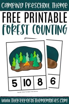 camping preschool theme printable forest counting game for kids to practice counting the numbers in front of them