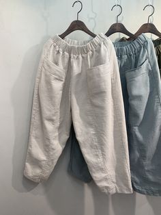 "Women's organic cotton 100% medium rise cropped pants Big front pockets New for 2021 spring and summer Relaxed baggy fit Size One size, good for US size 4-12 Medium rise and loose fit Length 88cm / 34.5\" Waist width 31cm / 12\" (stretching good up to 32\" waist) Inseam 53cm / 21\" Fabric and Care I00% organic cotton Machine washable and line dry recommend Made in S Korea" Comfortable Solid Color Harem Pants For Spring, Comfortable Solid Color Spring Harem Pants, Comfortable Summer Harem Pants With Pockets, Summer Ankle-length Harem Pants With Pockets, Non-stretch Summer Harem Pants With Side Pockets, Casual Solid Color Relaxed Fit Harem Pants, Casual Relaxed Fit Solid Color Harem Pants, High-waist Cotton Bottoms With Pockets, Baggy Ankle-length Casual Capris