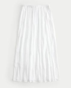 Women's white tiered maxi skirt to love now and in the Fall! Hollister Skirt, American Eagle Sweatshirt, Skirts Flowy, White Maxi Skirts, Beach Fits, Tiered Maxi Skirt, Womens Maxi Skirts, Women's Bottoms, Hollister Tops