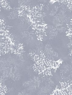 a blue and white wallpaper with leaves on it