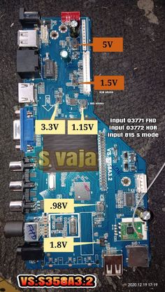 the motherboard is labeled with different parts