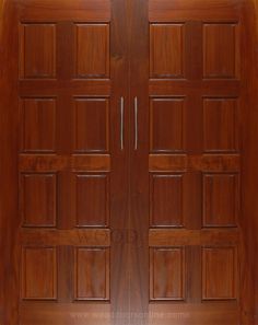 an open wooden door with two side panels