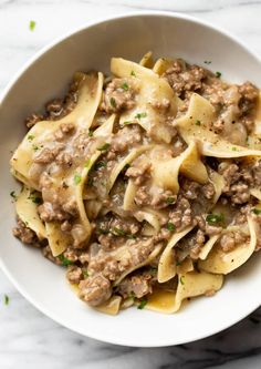 Easy Beef and Noodles • Salt & Lavender Beef And Noodles Ground Beef, Rustic Beef Stroganoff With Egg Noodles, Beef And Gravy Over Noodles, Hamburger With Egg Noodles, Best Beef And Noodles Recipe, Easy Dinner Hamburger Meat, Hamburger And Noodles Recipes, Noodles And Beef Recipes, Thanksgiving Noodles Recipe