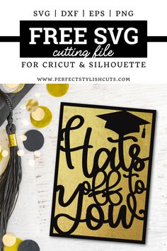 the free svg cut file for cricut and silhouette is shown with gold confetti