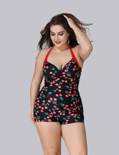 【Features】1. Women Plus Size Floral Ruffle Tummy Control Swimsuitwim2.Material: 85% Polyester, 15% Spandex3. High-quality material: Super elastic and soft material, silky feel, skin-friendly and comfortable. Fully lined, no see-through4. Fashion design: Deep V-neck, open back, self-tie fastening, high cut, jumpsuit5. Included: 1 x Swimsuit6. Outfit Matching: This one-piece swimsuit is easy to match with your stylish swimsuit cover-up or other breathable cardigans7. Occasion: Suitable for beach, pool, water party, honeymoon, cruise, surfing, spa and tropical vacation Women Plus Size Floral Ruffle Tummy Control Swimsuit Women Plus Size Floral Ruffle Tummy Control Swimsuit A sexy bow tie will make you look more elegant. The flowy hem covers your tummy and flatters your curves for a slimmer lo Summer Stretch Tankini For Swimming, Stretch Tankini For Summer Swimwear, Printed Elastane Tankini For The Beach, Halter Neck Tankini For Vacation, Printed Stretch Halter Neck Tankini, Pinup Swimwear For Beach Season, Fitted Printed Tankini, Summer Elastane Tankini For Swimming, Summer Halter Neck Tankini