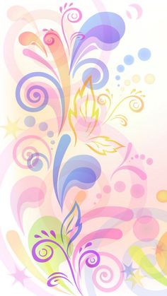 an abstract floral background with swirls and bubbles in pastel colors on a white background