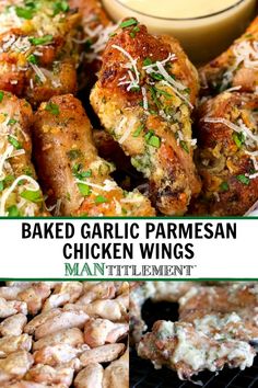 baked garlic parmesan chicken wings with ranch dressing