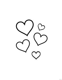 hearts drawn in black and white on a white background