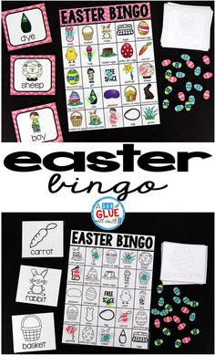 an easter egg hunt game with the words easter egg on it and other activities to play