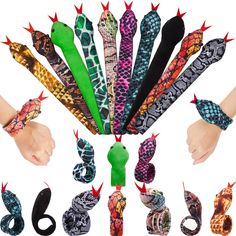 PRICES MAY VARY. What You Will Get: you will get totally 10 pieces of snake party favors in different patterns, in bright colors and realistic appearance, these abundant quantity will satisfy your various needs Cool Snake Patterns: these Christmas slap bracelets take cool snake patterns with realistic patterns and images, which can make you become attractive in your party, and you can share with your friends Reliable Material: the snake snap bracelets are mainly made from quality polyester mater Halloween Snap, Snake Birthday, Snake Party, Reptile Party, Slap Bracelets, Snap Bracelets, Halloween Party Favors, Snake Patterns, Pretty Designs