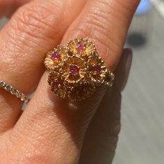 14k Yellow Gold Ruby Gemstone 6.8gm Size 7.5 Resize available under request Thank you for visiting our shop! Follow us on Instagram https://www.instagram.com/dmkjewelry_/ 𝑫𝑴𝑲 𝑱𝒆𝒘𝒆𝒍𝒓𝒚 Fine Jewelry Ruby Cluster Ring Stamped 14k, Unique 14k Gold Ruby Ring For Anniversary, Unique 14k Yellow Gold Ruby Ring, Cluster Ruby Ring In 14k Gold As Gift, 14k Gold Cluster Ruby Ring For Gift, 14k Gold Cluster Ruby Ring As Gift, Unique 14k Gold Ruby Ring As Gift, Cluster Ruby Rings In Gold, Heirloom Ruby Cluster Ring As Gift