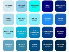 the color scheme for baby blue is shown in several different colors, including light blue and dark