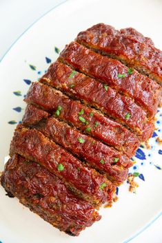 sliced meatloaf on a plate with sprinkles